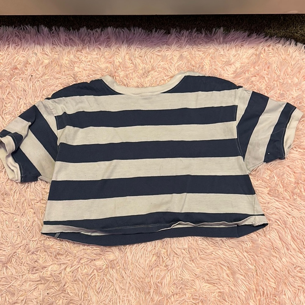 Blue and white striped wild fable cropped t-shirt